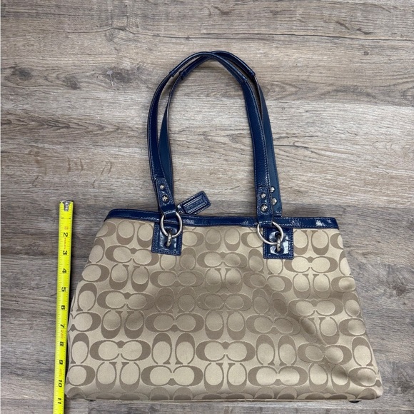 Coach Monogram Beige/Blue Vintage Handbag - Picture 2 of 6